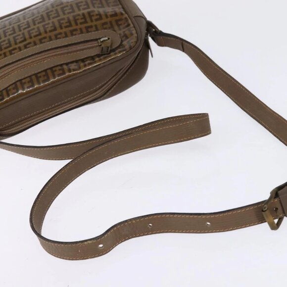 FENDI Zucchino Canvas Shoulder Bag Coated Canvas Beige Auth - Picture 7 of 16